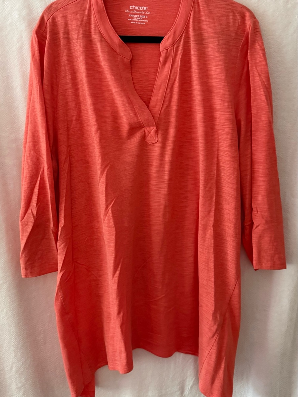 Chico's Coral Split‑Neck Tunic